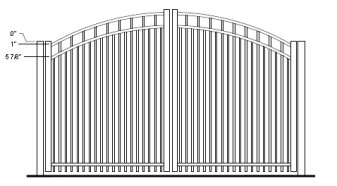 72 Inch Hudson Commercial Rainbow Arched Double Gate