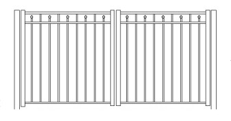 54 Inch High Windham Flush Bottom Residential Double Gate (Quick Ship)