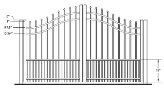72 Inch Aurora Residential Puppy-Picket Bell Curve Arched Double Gate