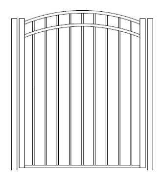 54 Inch High Auburn Concealed Fastener Pool Fence Arched Gate
