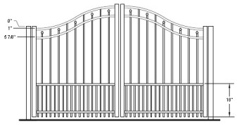 60 Inch Windham Residential Puppy-Picket Bell Curve Arched Double Gate