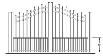 72 Inch Hiram Commercial Residential Puppy-Picket Bell Curve Arched Double Gate