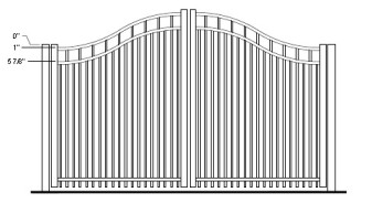 36 Inch Hudson Concealed Fastener Bell Curve Arched Double Gate
