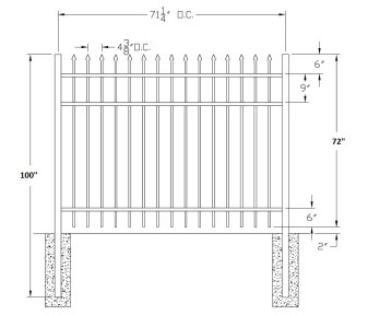 72 Inch Bennington Industrial Aluminum Fence