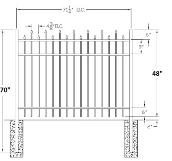 48 Inch Berkshire Residential Wide Aluminum Fence