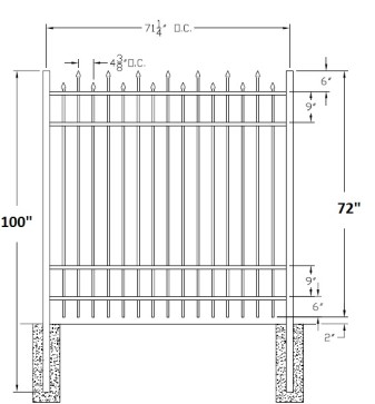 72 Inch Berkshire Residential Wide Aluminum Fence