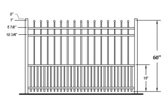 60 Inch Aurora Commercial Puppy Picket Aluminum Fence