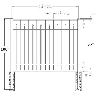 72 Inch Essex Commercial Aluminum Fence