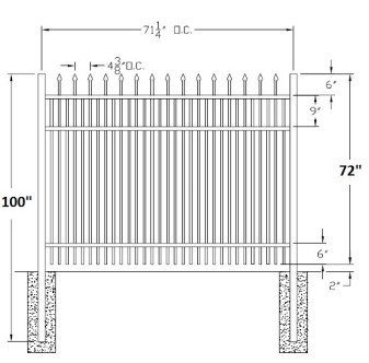 72 Inch Falcon Commercial Aluminum Fence
