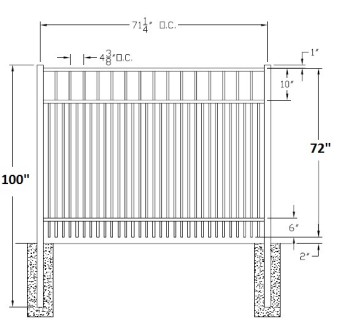 72 Inch Horizon Commercial Aluminum Fence