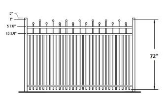 72 Inch Kent Residential Aluminum Fence