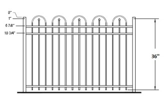 36 Inch Mantua Residential Aluminum Fence