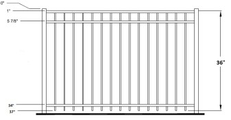 36 Inch Auburn Residential Aluminum Fence