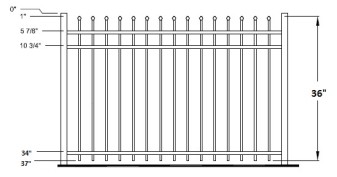 36 Inch Aurora Residential Aluminum Fence