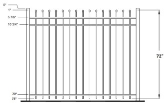 72 Inch Aurora Residential Aluminum Fence