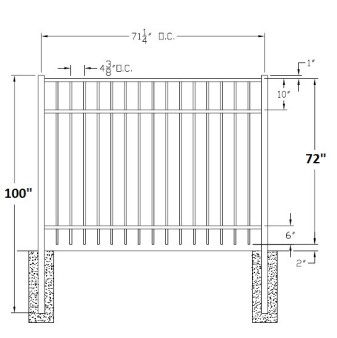 72 Inch Saybrook Industrial Aluminum Fence