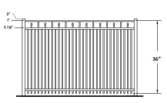 36 Inch Tallmadge Residential Aluminum Fence