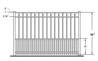 36 Inch Windham Commercial Puppy Picket Aluminum Fence