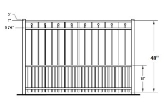 48 Inch Windham Commercial Puppy Picket Aluminum Fence