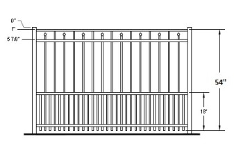 54 Inch Windham Industrial Puppy Picket Aluminum Fence