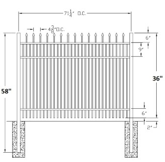 36 Inch Falcon Commercial Aluminum Fence