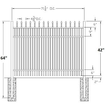 42 Inch Falcon Commercial Aluminum Fence