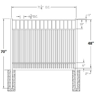48 Inch Horizon Commercial Aluminum Fence