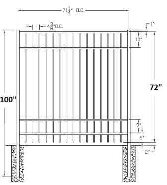 72 Inch Saybrook Residential Aluminum Fence