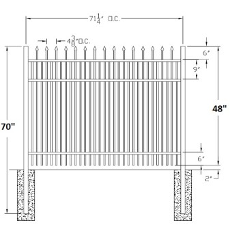 48 Inch Falcon Residential Wide Aluminum Fence