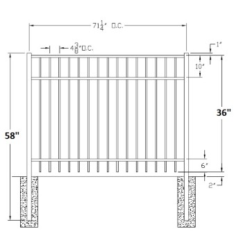 36 Inch Saybrook Residential Wide Aluminum Fence