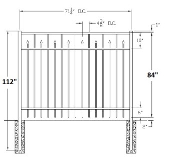 84 Inch Essex Commercial Aluminum Fence