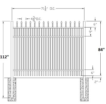 84 Inch Falcon Commercial Aluminum Fence