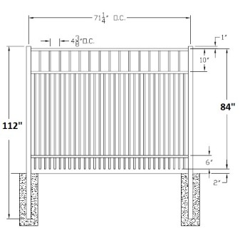 84 Inch Horizon Commercial Aluminum Fence