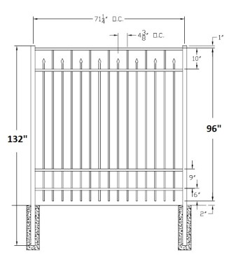 96 Inch Essex Commercial Aluminum Fence