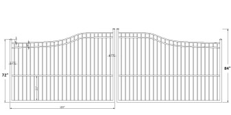 The Athena 20’ Wide- 6′ to 7′ Double Driveway Gate