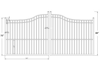 The Athena 14’ Wide- 6′ to 7′ Double Driveway Gate