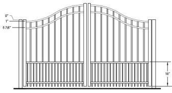 42 Inch Auburn Residential Puppy-Picket Bell Curve Arched Double Gate
