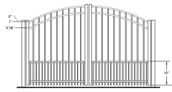 60 Inch Auburn Commercial Puppy-Picket Rainbow Arched Double Gate