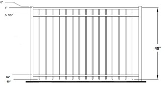48 Inch Auburn Concealed Fastener Aluminum Fence