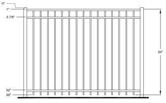 54 Inch Auburn Industrial Aluminum Fence