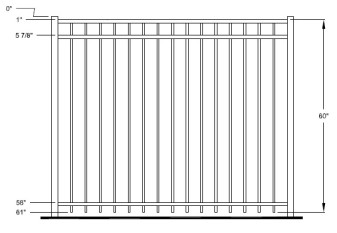 60 Inch Auburn Concealed Fastener Aluminum Fence