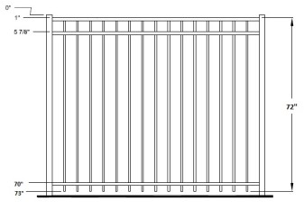 72 Inch Auburn Concealed Fastener Aluminum Fence