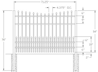 54 Inch Residential Doggie Panel Aluminum Fence