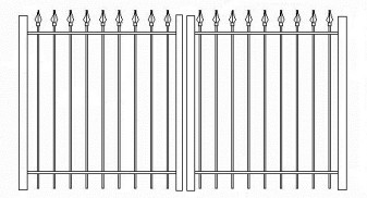 60 Inch High RPF104 Commercial Wrought Iron Double Gate