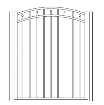 54 Inch High Windham Flush Bottom Residential Arched Gate (Quick Ship)