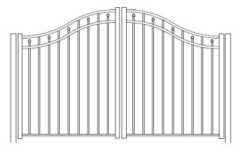54 Inch High Windham Industrial Bell Curve Arched Double Gate-Pool