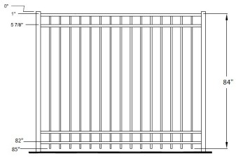 84 Inch Auburn Industrial Aluminum Fence