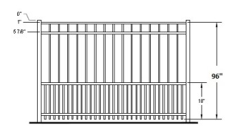 96 Inch Auburn Industrial Puppy Picket Aluminum Fence
