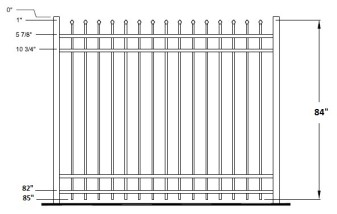 84 Inch Aurora Industrial Aluminum Fence