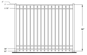 96 Inch Windham Industrial Aluminum Fence
